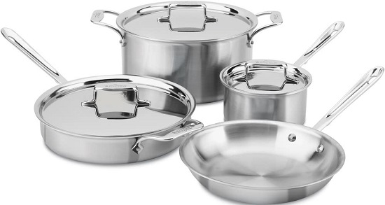 Best Stainless Steel Cookware Without Aluminum 2023 6 All-Clad D5 Brushed Stainless Steel Cookware Set with 5-Ply Technology
