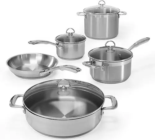 Best Stainless Steel Cookware Without Aluminum 2023 4 Chantal SLIN-9 Induction Base Stainless Steel Cookware Set