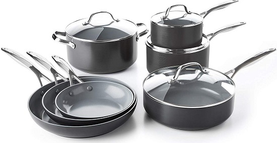 Best 100 Percent Ceramic Nonstick Cookware Set Reviews 3 GreenPan Valencia Pro Hard-Anodized Healthy Ceramic Nonstick Cookware