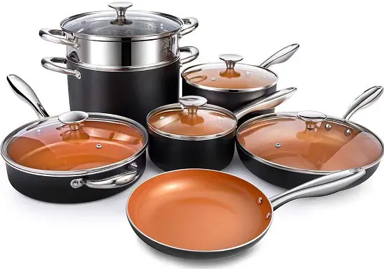 Best 100 Percent Ceramic Nonstick Cookware Set Reviews 4 Michelangelo Ultra Nonstick Copper Cookware Set with Ceramic Coating