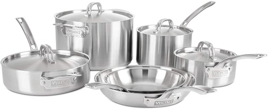 Best Stainless Steel Cookware Without Aluminum 2023 5 Viking Professional 5-Ply Stainless Steel Cookware Set