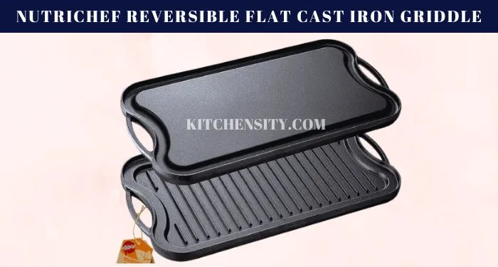 NutriChef Reversible Flat Cast Iron Skillet Griddle