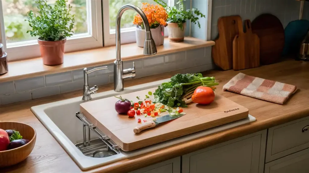 23 Brilliant Space-Saving Hacks to Transform Your Kitchen 5 Hack 5: Over-the-Sink Cutting Board